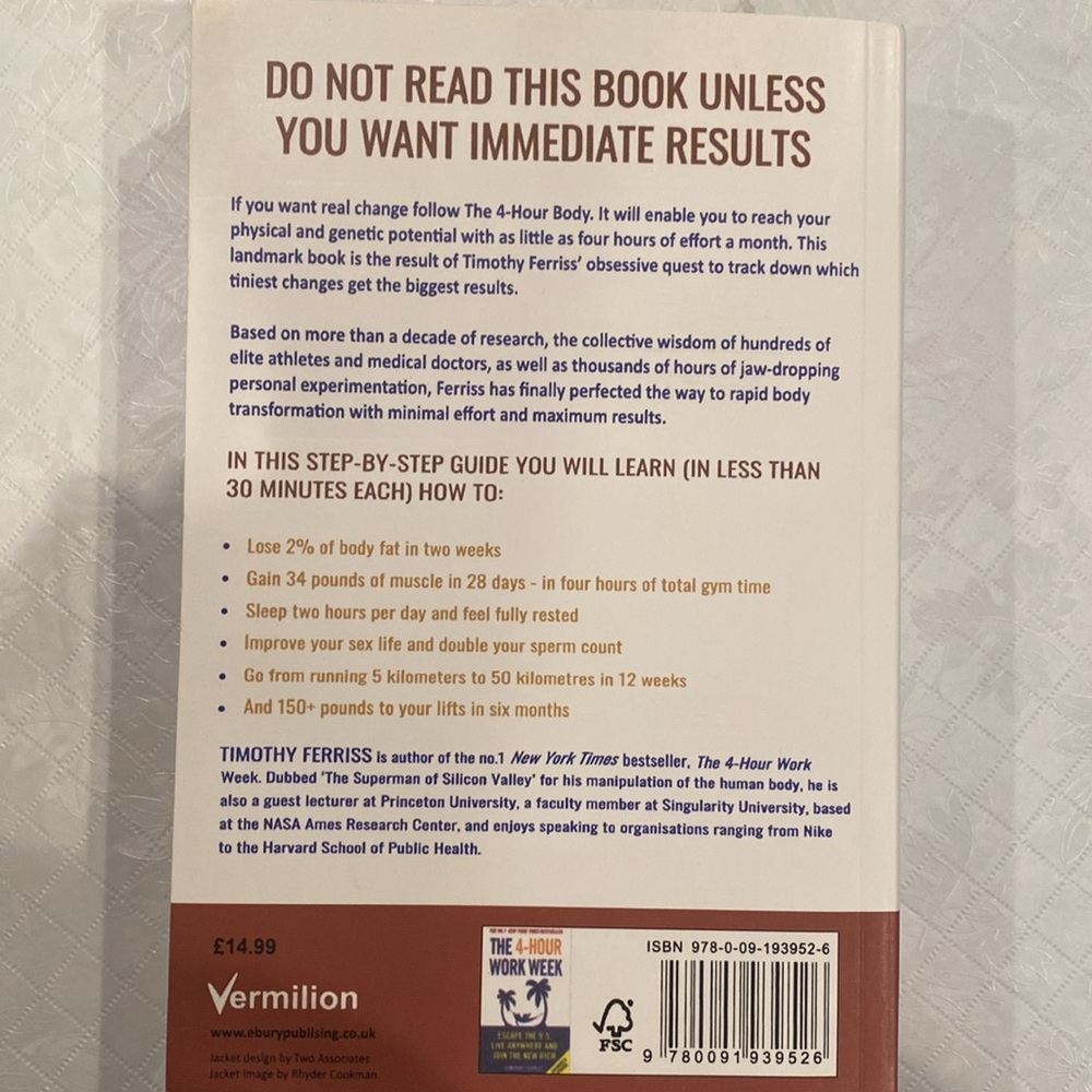 The 4-Hour Body by - White and Brown Cover - Picture 2 of 2